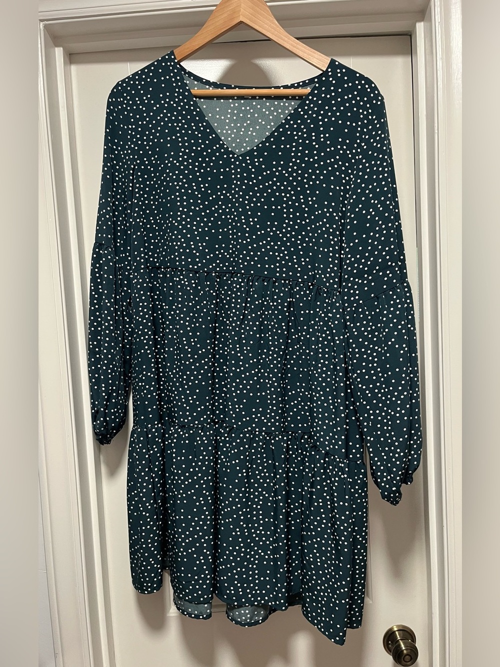 Green Polka Dot V-Neck Dress